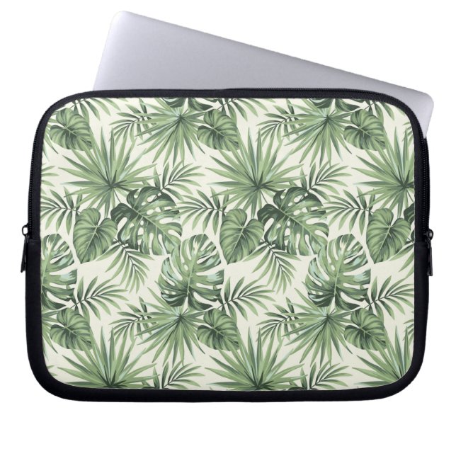 Grönt Tropical Handflatan Löv Mönster Laptop Fodral (Framsidan)