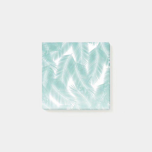 Grönt Tropical Handflatan Löv Mönster Post-it Block (Framsida)