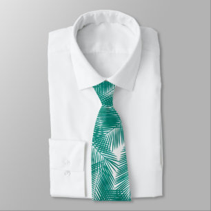 Grönt Tropical Handflatan Löv Mönster Slips