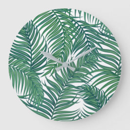 Grönt Tropical Handflatan Löv Stor Klocka