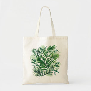 Grönt Tropical Handflatan & Monstera Löv Tygkasse