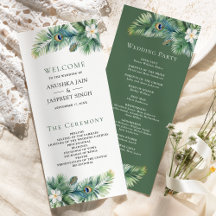 Grönt Tropical Indian Peacock Feathers Bröllop