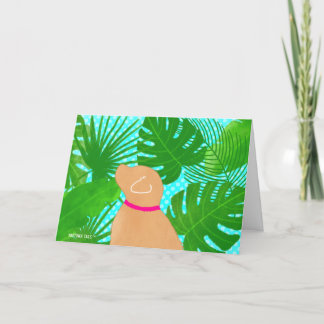 Grönt Tropical Island Gult Hund Tack Cards