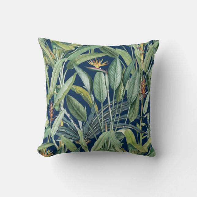 Grönt Tropical Jungle Banana Träd Strelitzia Kudde (Framsida)