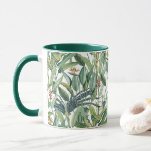 Grönt Tropical Jungle Banana Träd Strelitzia Mugg