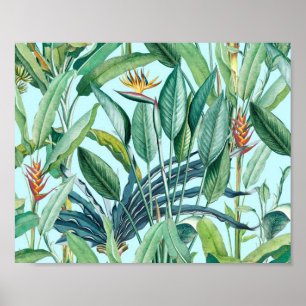 Grönt Tropical Jungle Banana Träd Strelitzia Poster
