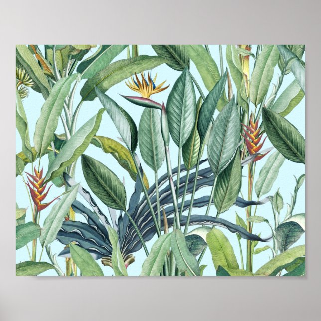 Grönt Tropical Jungle Banana Träd Strelitzia Poster (Framsidan)