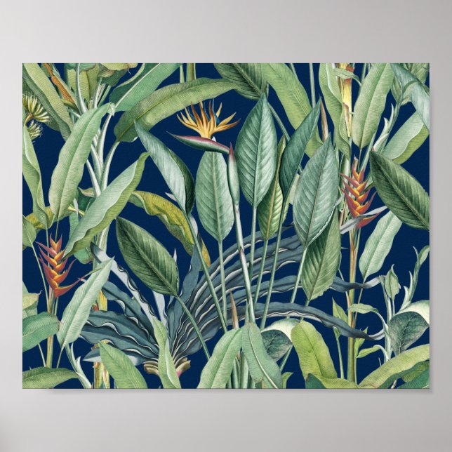 Grönt Tropical Jungle Banana Träd Strelitzia Poster (Framsidan)