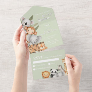 Grönt Tropical Jungle Birthday Shower Animals