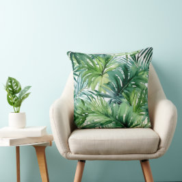 Grönt Tropical Jungle Handflatan Löv Kudde