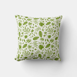 Grönt Tropical Jungle Löv Print Kudde