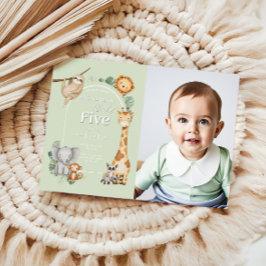 Grönt Tropical Jungle Safari Animals födelsedag Inbjudningar