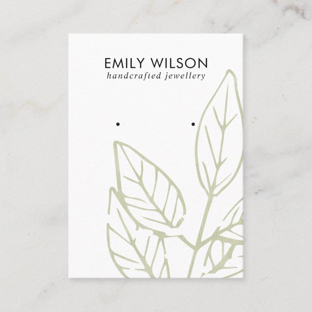 GRÖNT TROPICAL LEAFY FAUNA EARRING STUD VISNING BU VISITKORT (Framsida)