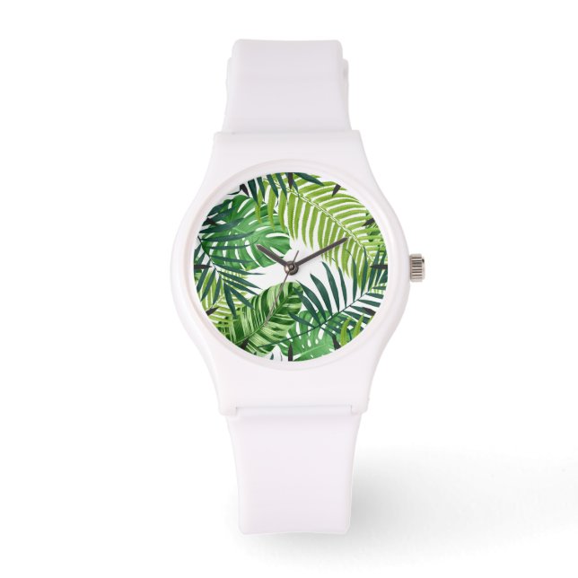 Grönt Tropical Löv Armbandsur (Framsida)