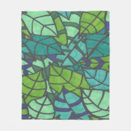 Grönt Tropical Löv Fleecefilt