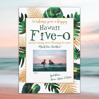 Grönt Tropical Löv Hawaii 50:e födelsedagen Inbjudningar