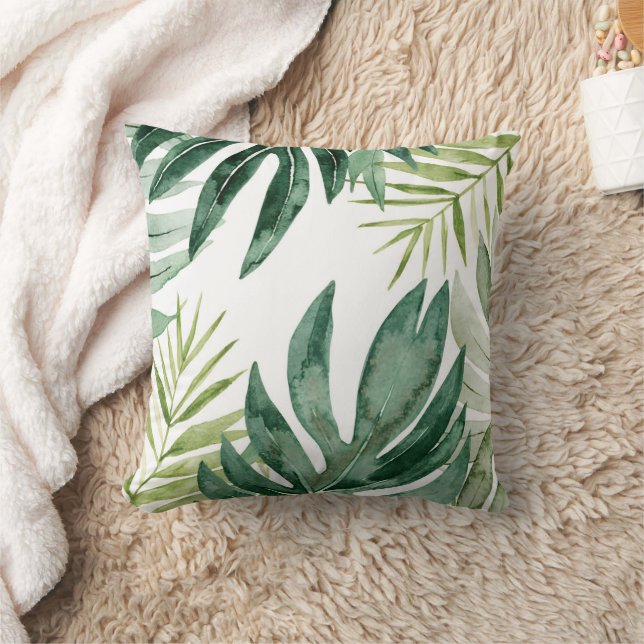 Grönt Tropical Löv Kudde (Filt)