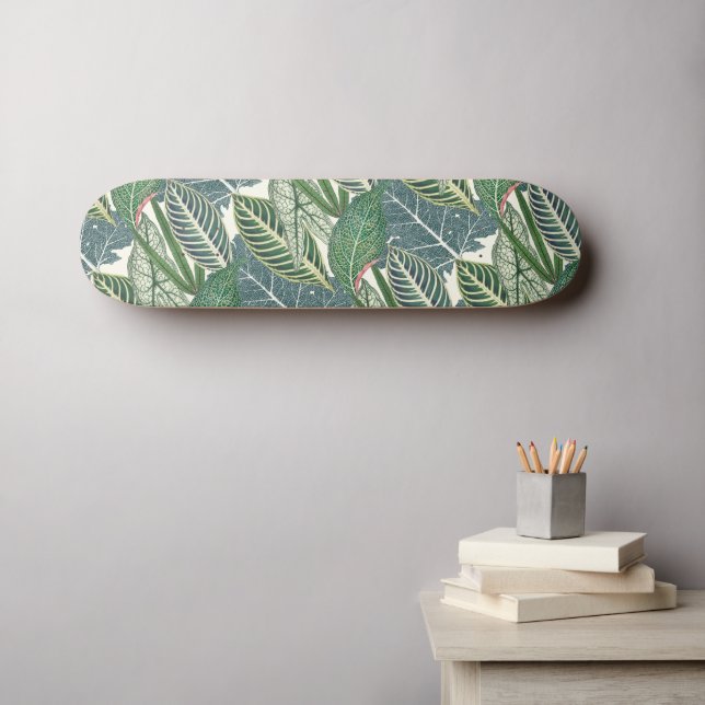Grönt Tropical Löv Mini Skateboard Bräda 18,5 Cm (Väggkonst (Horz))