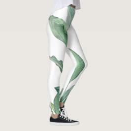 Grönt Tropical Löv Monogram Namn Leggings