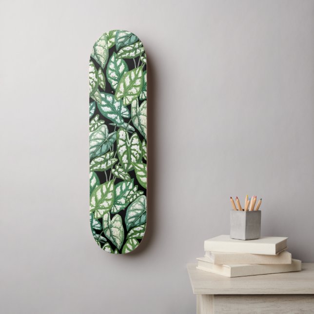 Grönt Tropical Löv Mönster Mini Skateboard Bräda 18,5 Cm (Väggkonst)