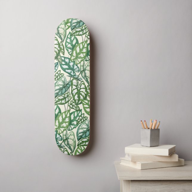 Grönt Tropical Löv Mönster Mini Skateboard Bräda 18,5 Cm (Väggkonst)