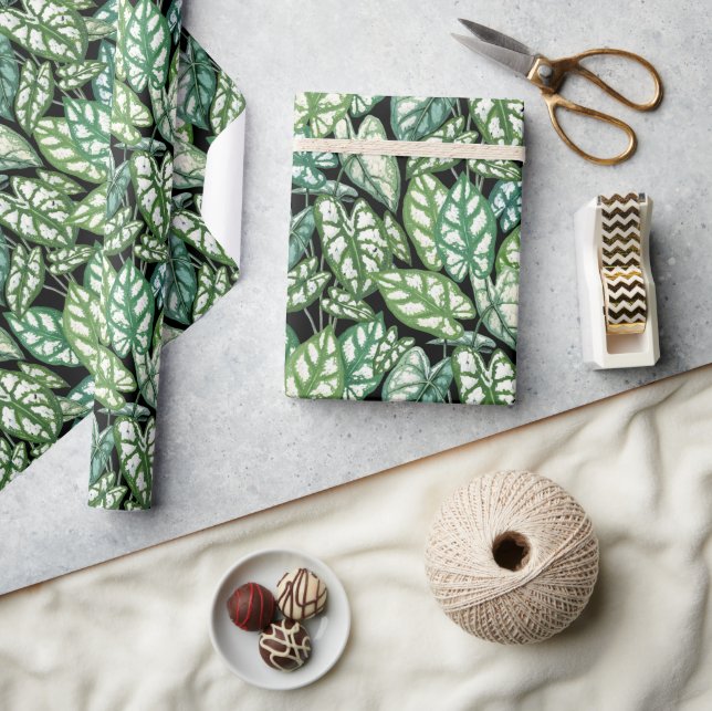 Grönt Tropical Löv Mönster Presentpapper (Hantverk)
