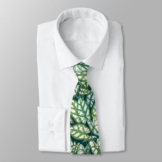 Grönt Tropical Löv Mönster Slips (Bunden)