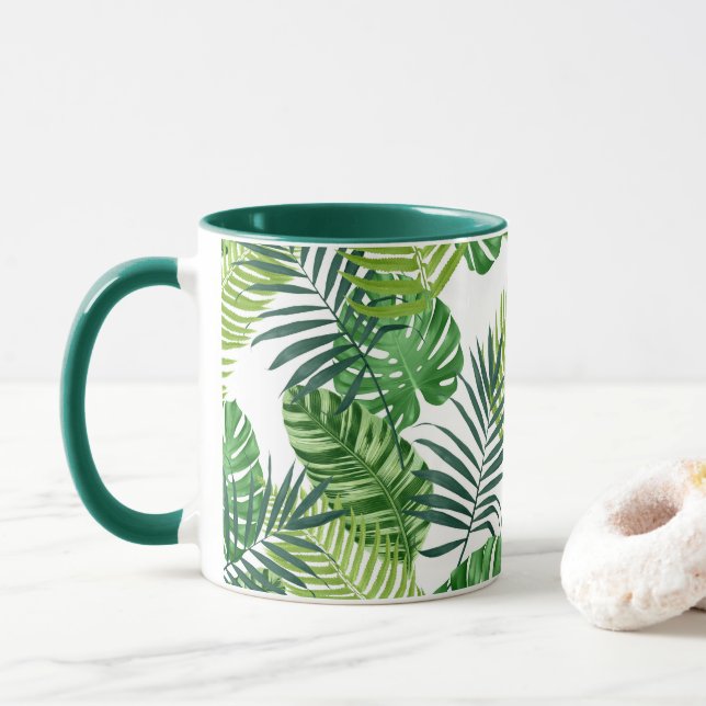 Grönt Tropical Löv Mugg (Med munk)