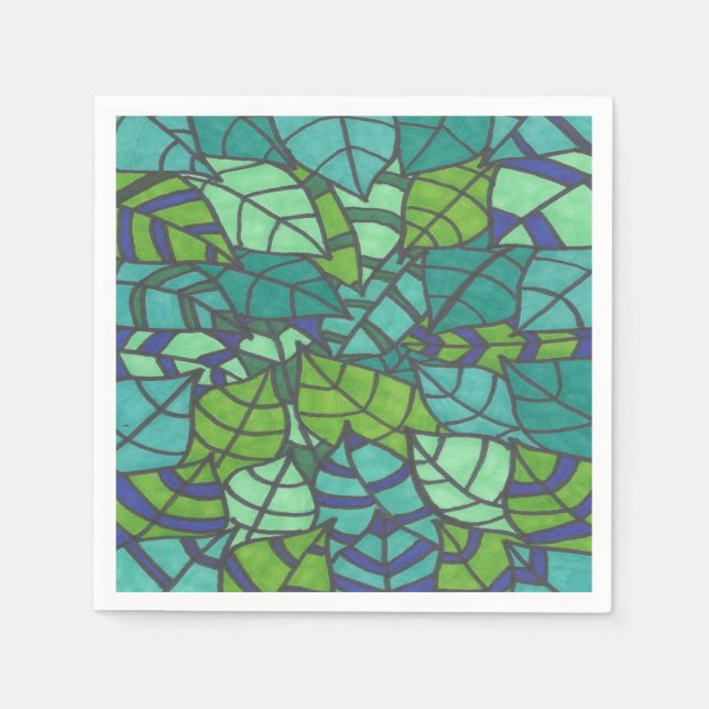 Grönt Tropical Löv Papprare Tallrikar Pappersservett (Framsidan)