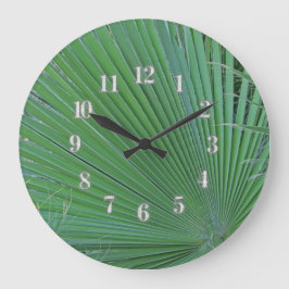 Grönt Tropical Löv Photo Diagonal Abstrakt Löv Stor Klocka