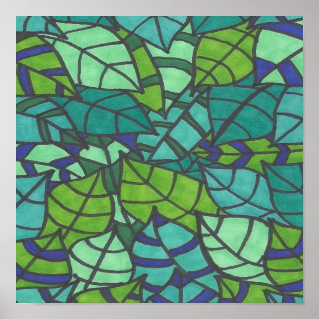 Grönt Tropical Löv Poster (Framsidan)