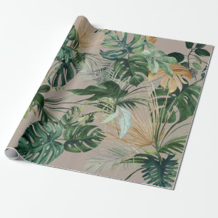 Grönt Tropical Löv Watercolor Presentpapper