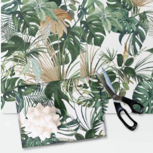 Grönt Tropical Löv Watercolor Presentpapper