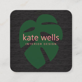 Grönt Tropical Löv Wood Fyrkantigt Visitkort