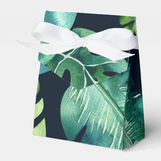 Grönt Tropical Lövs Black Elegant bröllop Favor Presentaskar (Framsidan Sidan)