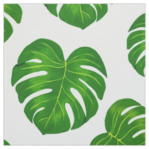 Grönt Tropical Monstera Löv Mönster Tyg