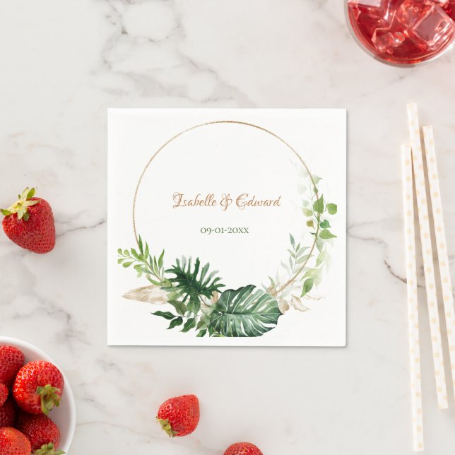 Grönt Tropical Monstera Löv Papper Na Pappersservett (Insitu)