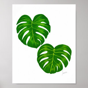 Grönt Tropical Monstera Lövs Art-utskrift Poster