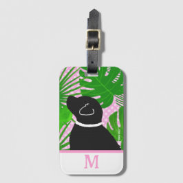 Grönt Tropical Träd Island Black Hund Luggage Tag Bagagebricka