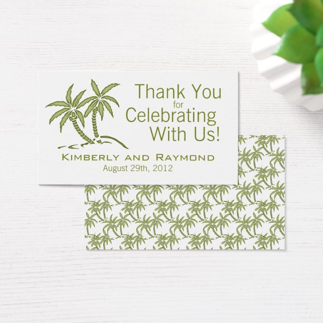 Grönt Tropical Twin Handflatan Träd Wedding Favor  Visitkort (Skivbord)