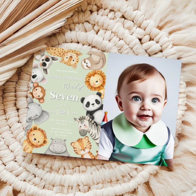 Grönt Tropical Vild Jungle Safari Animals Inbjudningar (Skapare uppladdad)