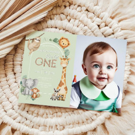 Grönt Tropical Vild One Jungle Safari Animals Inbjudningar