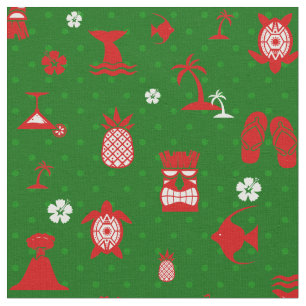 grönt tropiska christmas tiki retro tyg