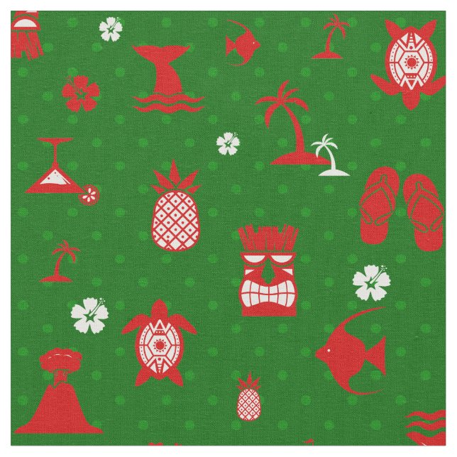 grönt tropiska christmas tiki retro tyg (Närbild)