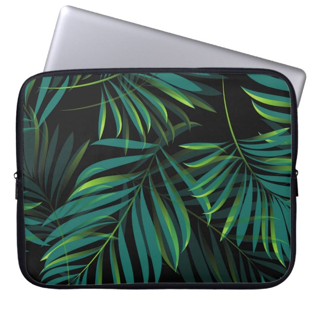 Grönt tropiska handflatan lämnar. Sömlös mönster-d Laptop Fodral (Framsidan)