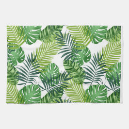 Grönt tropiska löv kökshandduk