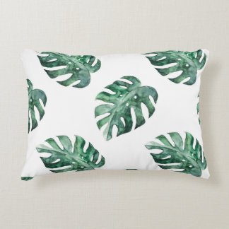 Grönt tropiska löv, vattenfärg mönster prydnadskudde