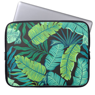 Grönt tropiska löv: vintage mönster. laptop fodral