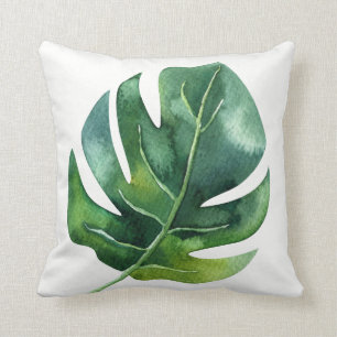 Grönt tropiskt palmblad botaniskt ö-chic kudde