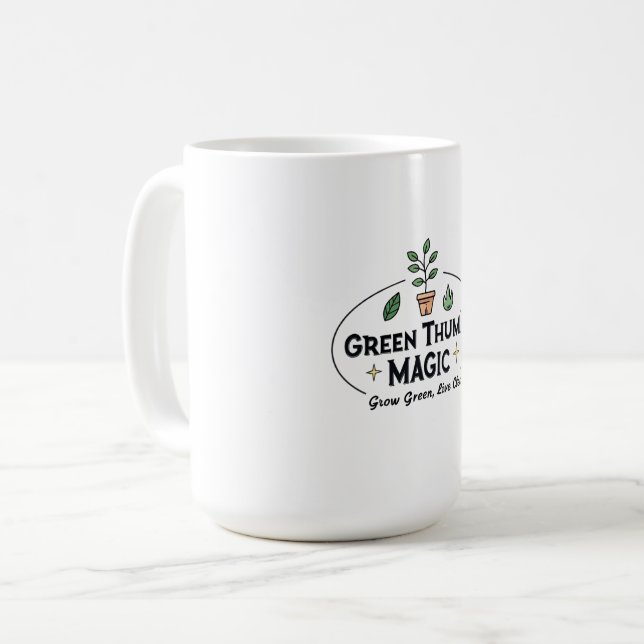 Grönt Tumme Magi | Trädgårdsmugg för Stadsmiljö Kaffemugg (Framsida vänster)
